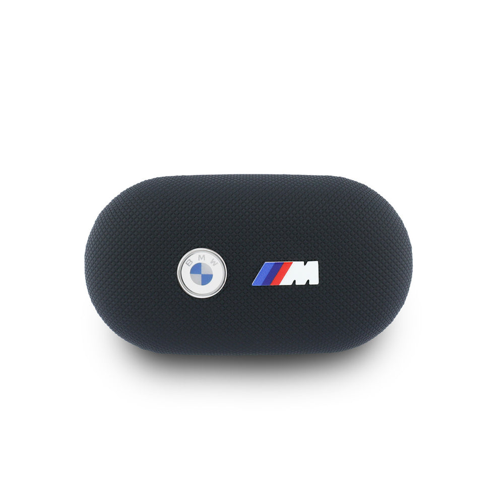 Bovenkant van zwarte BMW oplaadcase met BMW- en M-logo
