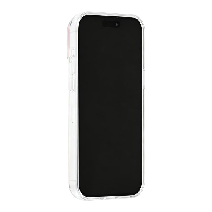 Roze TUNIQ telefoonhoesje, van voren op een telefoon