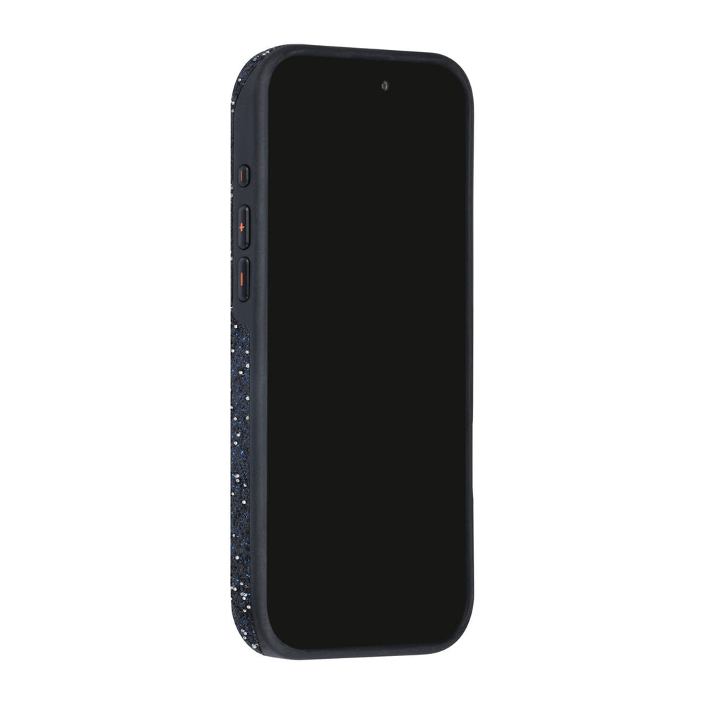 Zwart TUNIQ telefoonhoesje, van voren op een telefoon