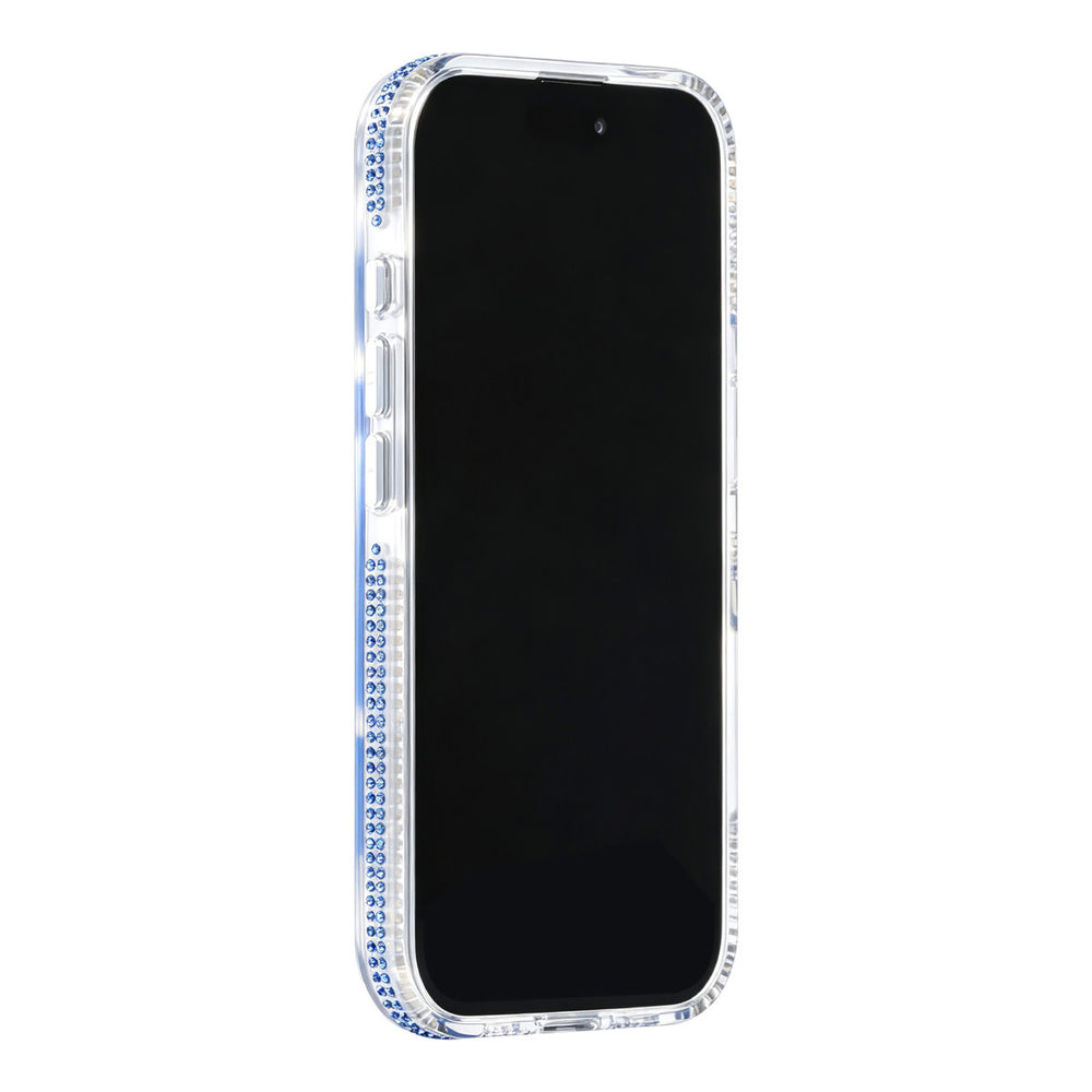 Transparant TUNIQ telefoonhoesje, van voren op een telefoon