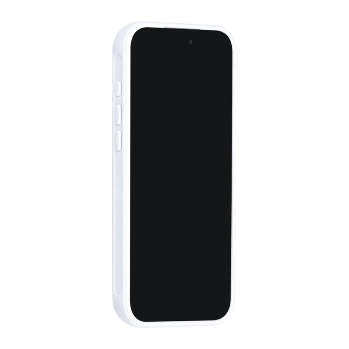 Wit TUNIQ telefoonhoesje, van voren op een telefoon