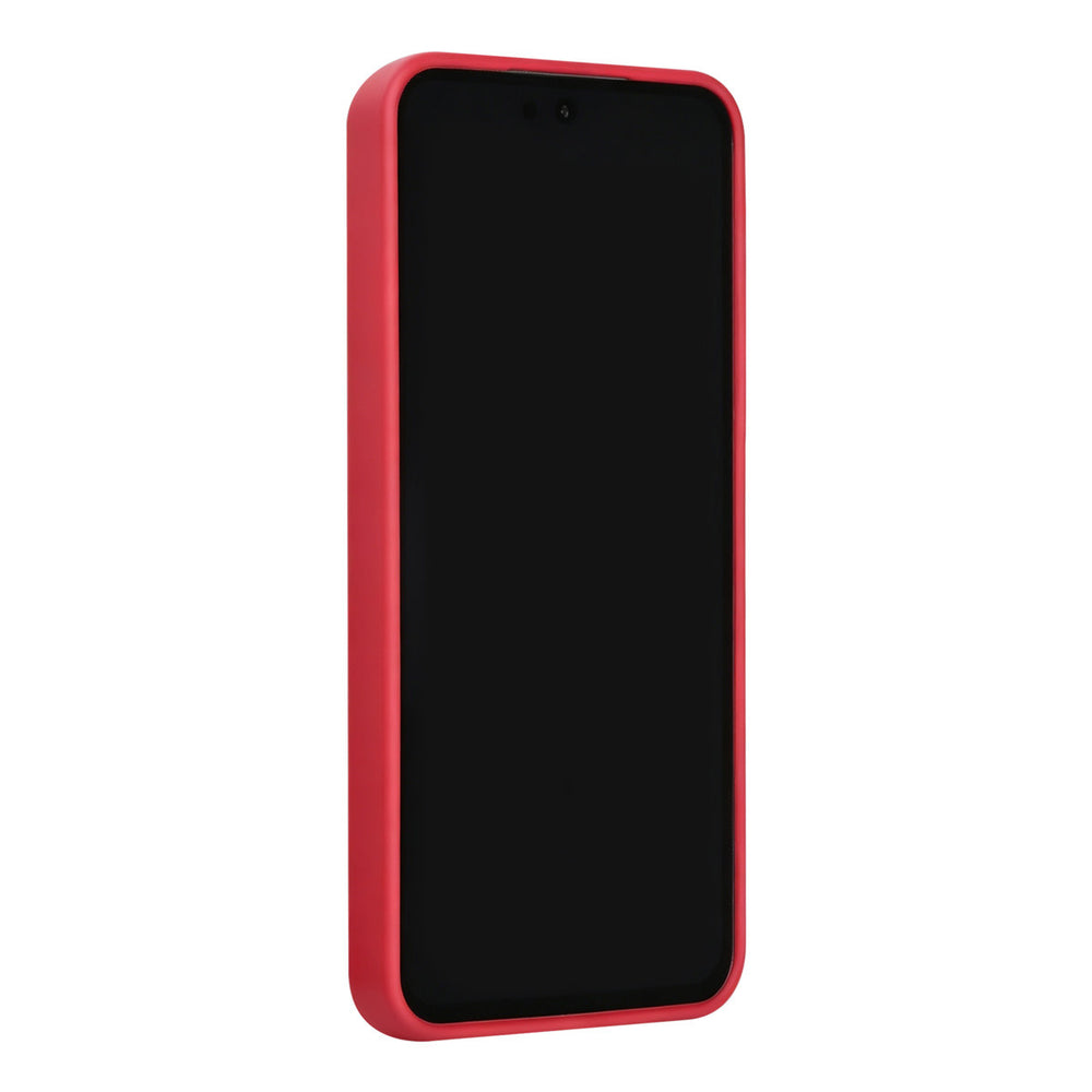 Roodroze TUNIQ telefoonhoesje, van voren op een telefoon