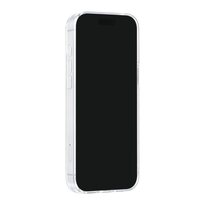 Transparant TUNIQ telefoonhoesje, van voren op een telefoon