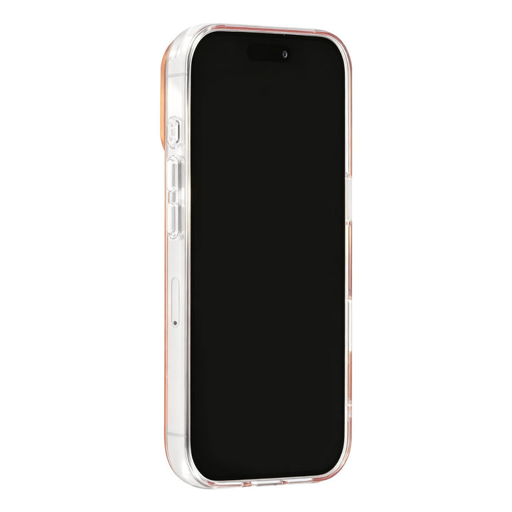 Oranje TUNIQ telefoonhoesje, van voren op een telefoon
