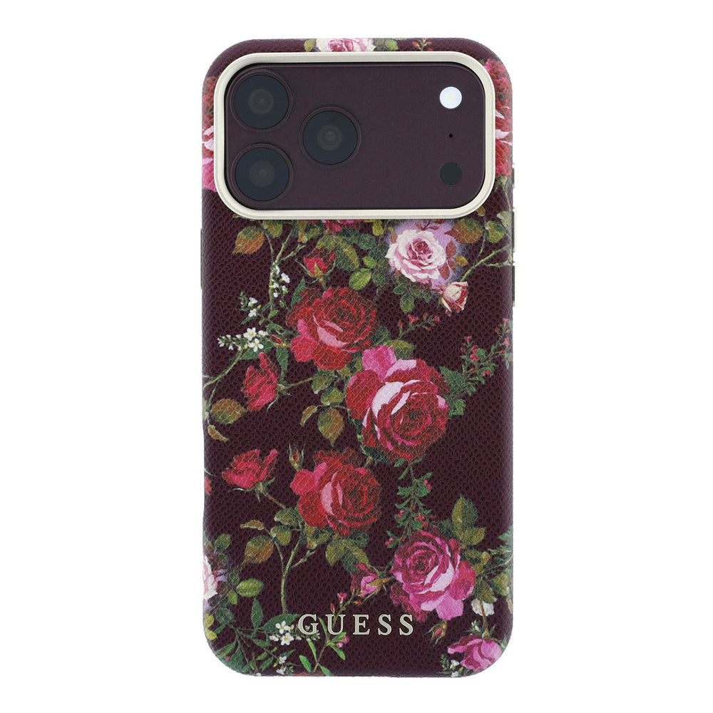 Zwart Guess telefoonhoesje met rozenprint, van achteren