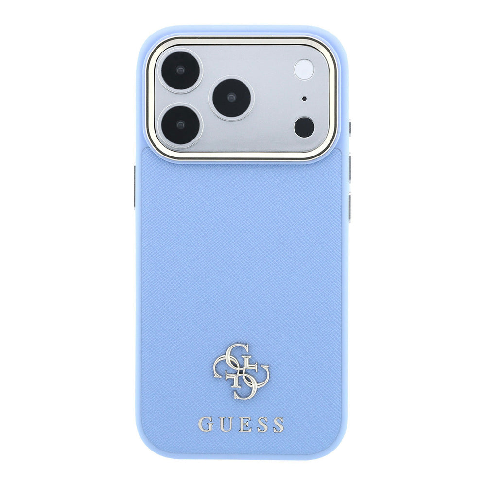 Lichtblauw Guess telefoonhoesje met klein 4G-logo, van achteren