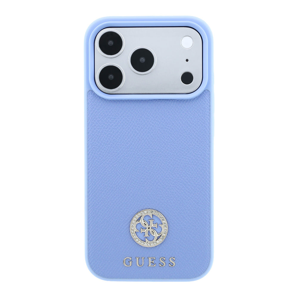 Lichtblauw Guess telefoonhoesje met rond logo, van achteren
