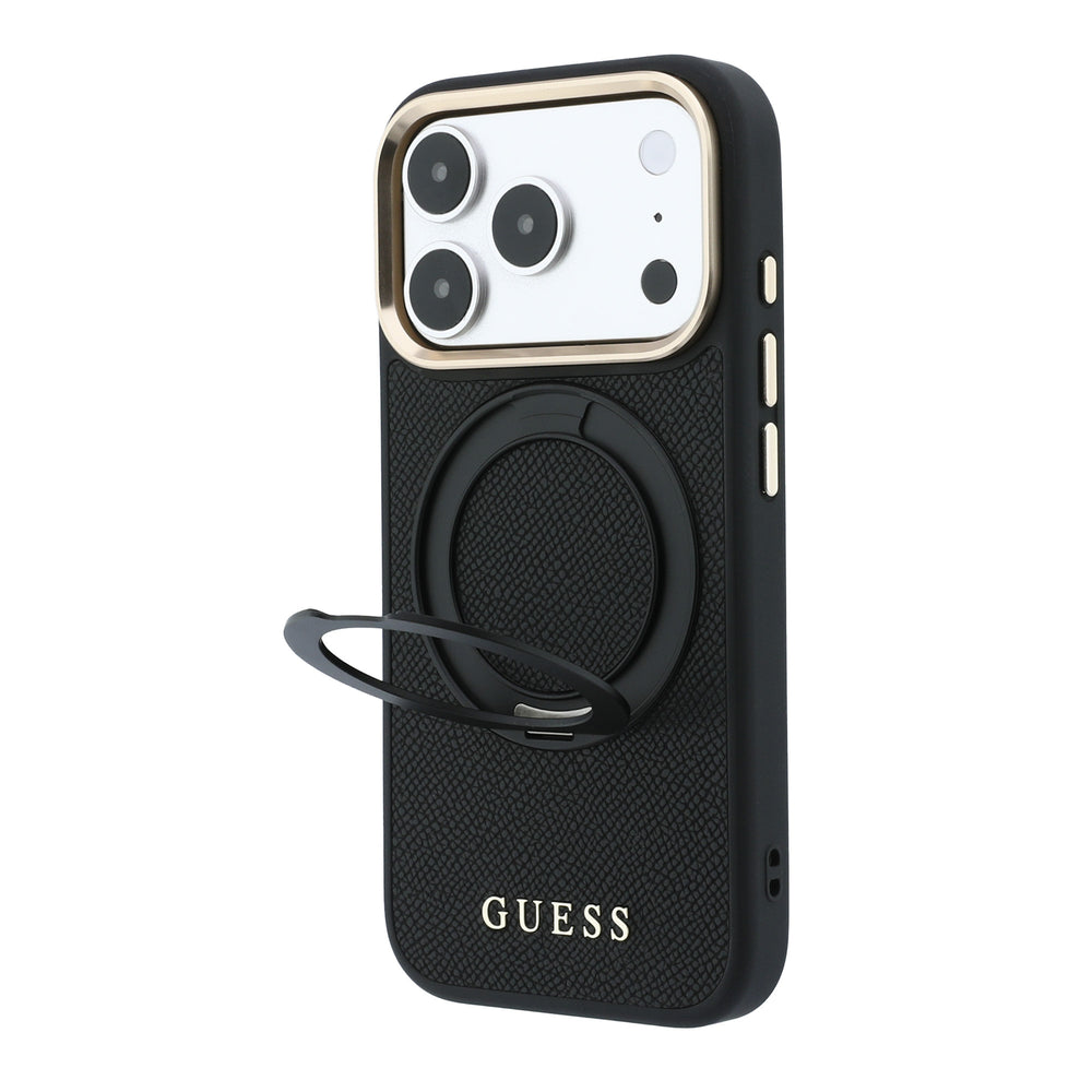 Zwart Guess telefoonhoesje met uitgeklapte ringstandaard