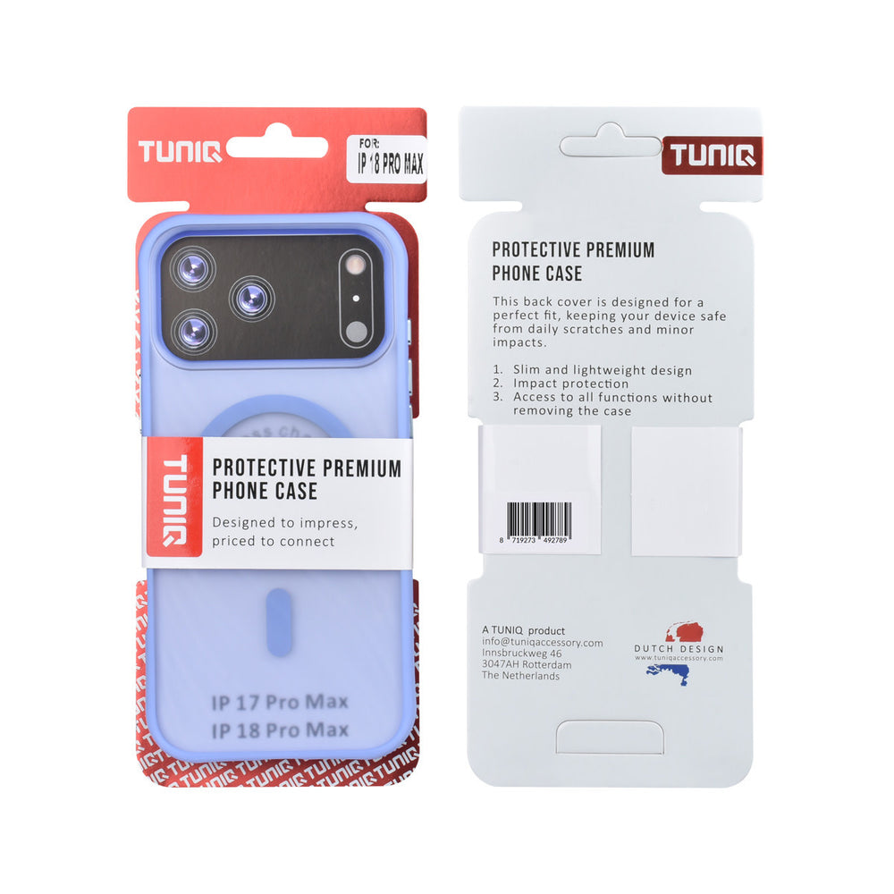 TUNIQ iPhone 18 Pro Max MagSafe Hoesje met patroon en Skin Touch - Lichtblauw