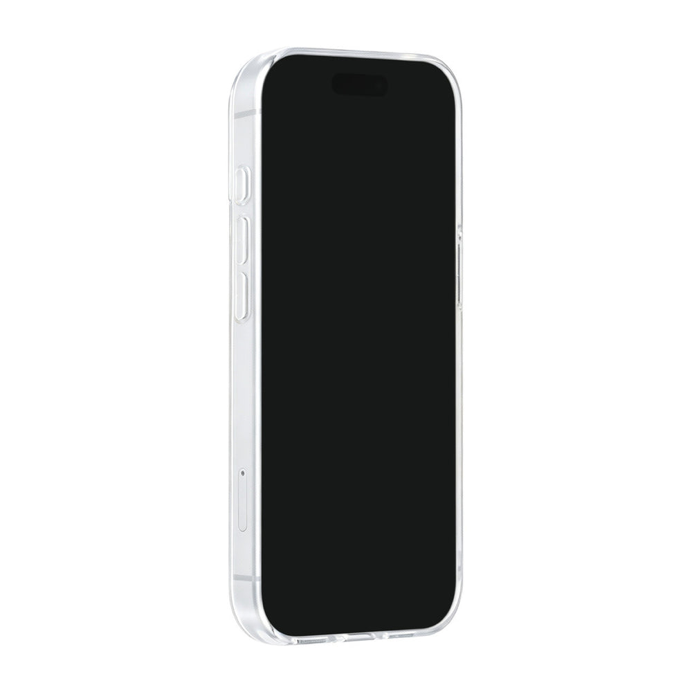 Transparant TUNIQ telefoonhoesje, van voren op een telefoon