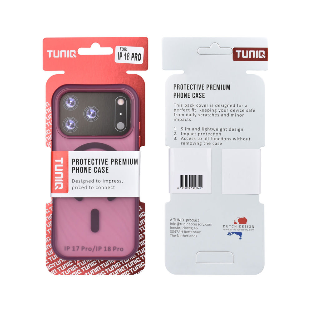 TUNIQ iPhone 18 Pro MagSafe Hoesje met patroon en Skin Touch - Bordeaux