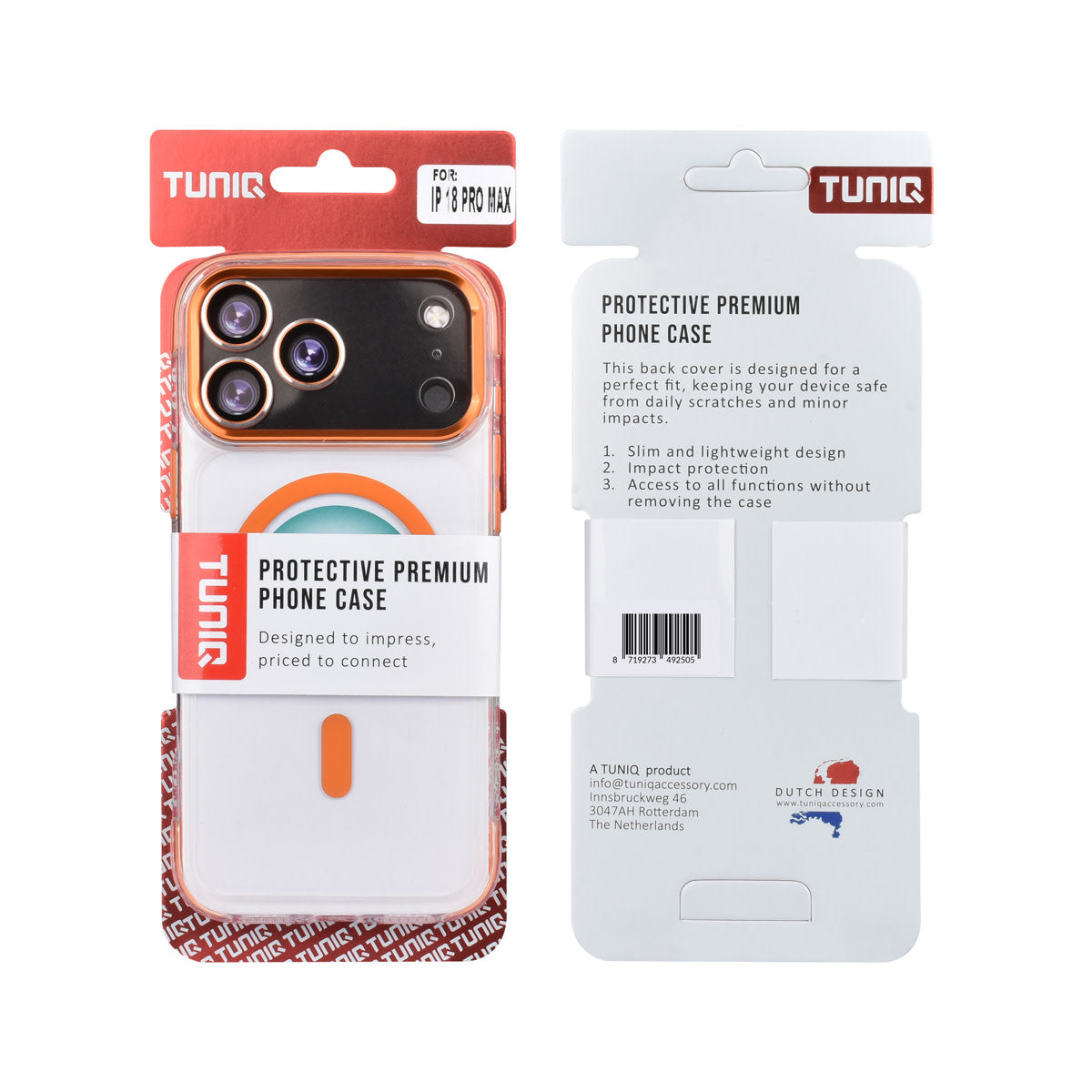 TUNIQ iPhone 18 Pro Max Airbag MagSafe Hoesje van TPU en PC - Oranje