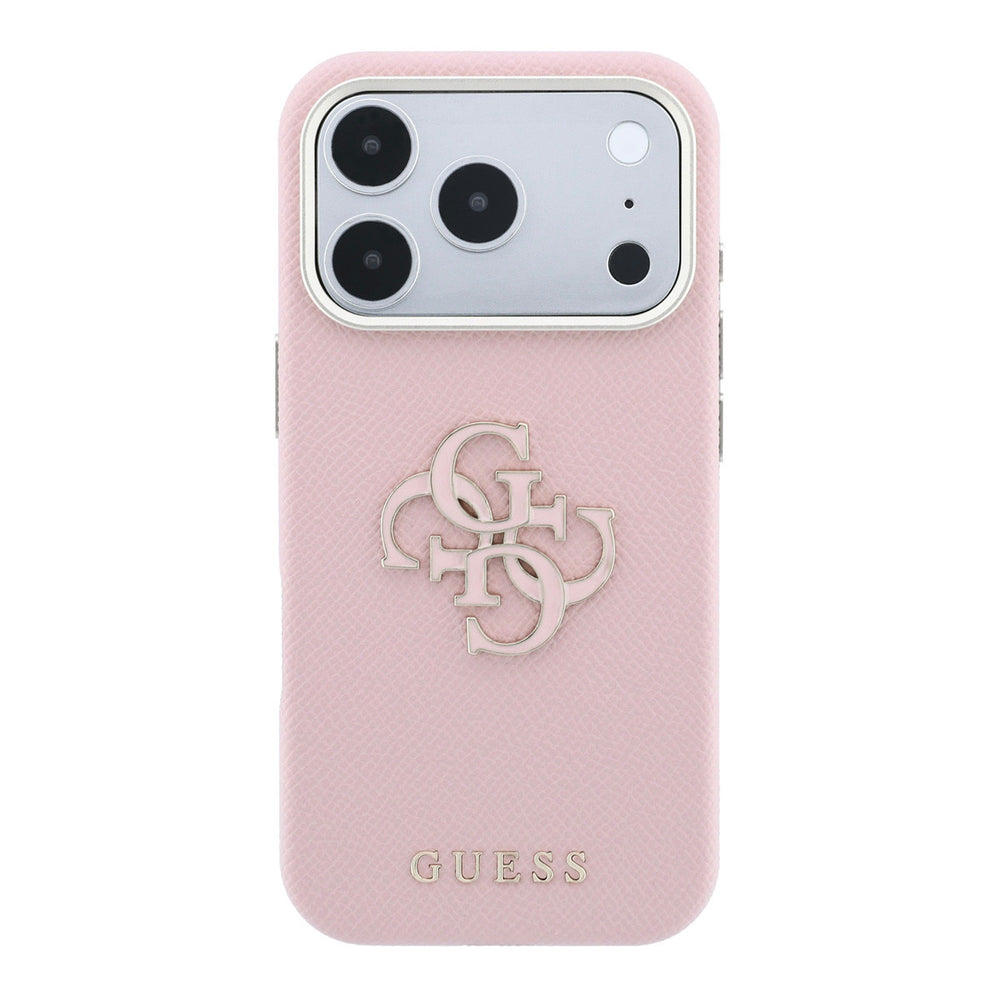 Roze Guess telefoonhoesje met groot 4G-logo, van achteren