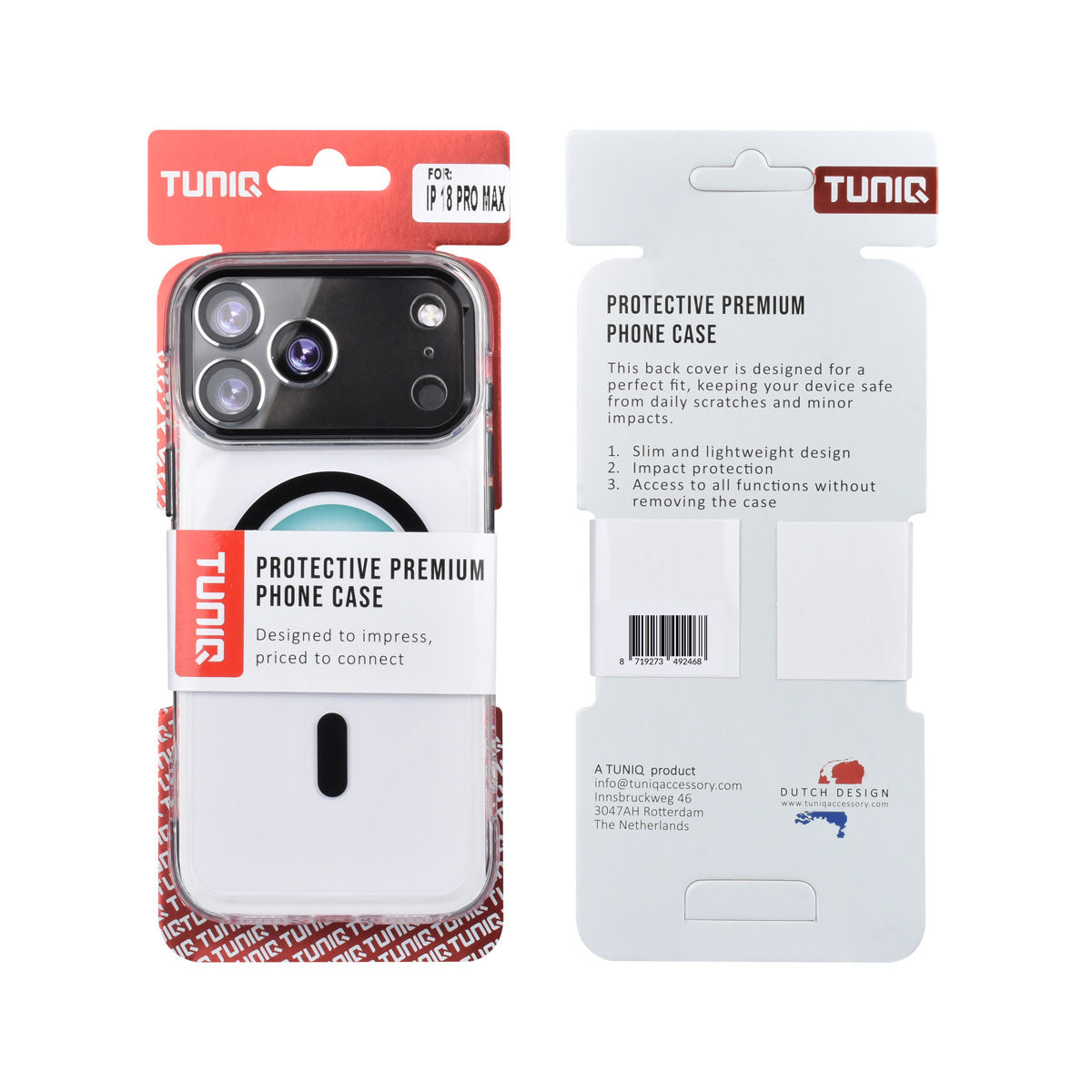 TUNIQ iPhone 18 Pro Max Airbag MagSafe Hoesje van TPU en PC - Zwart