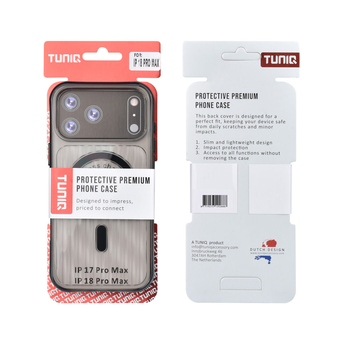 TUNIQ iPhone 18 Pro Max MagSafe Hoesje met patroon - Zwart