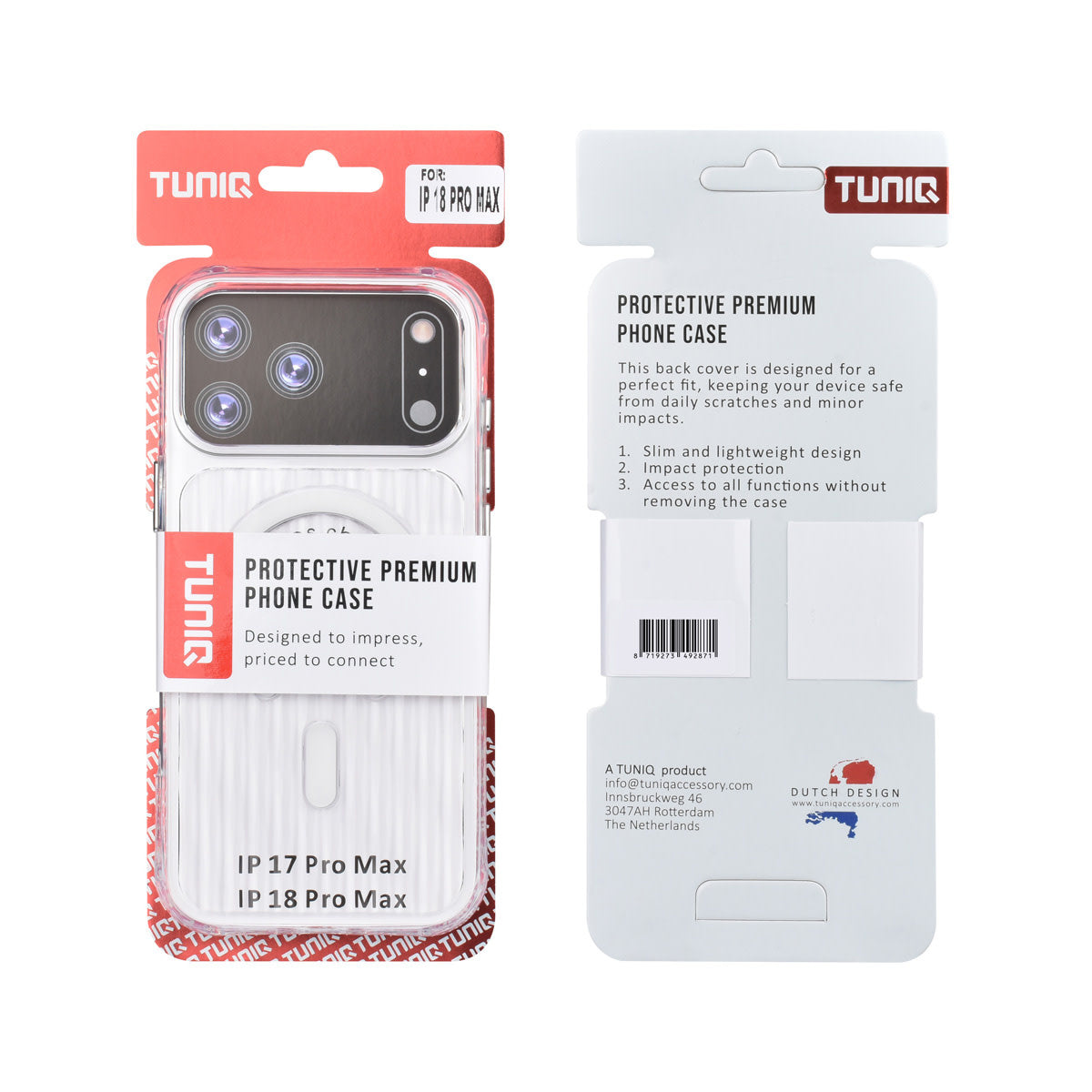 TUNIQ iPhone 18 Pro Max MagSafe Hoesje met patroon - Transparant