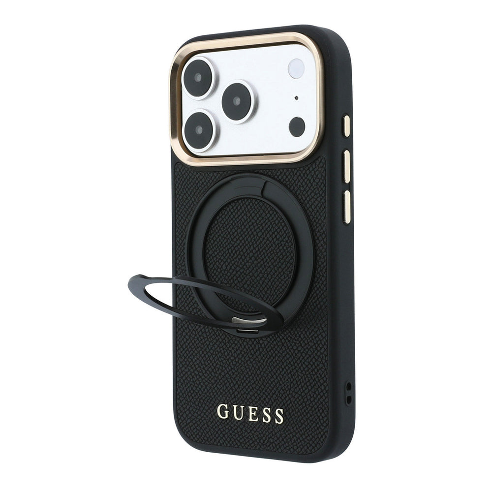 Zwart Guess telefoonhoesje met uitgeklapte ringstandaard