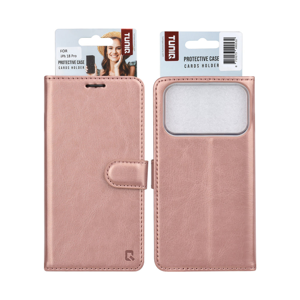Voor- en achterkant van verpakking van roségoudkleurige TUNIQ bookcase