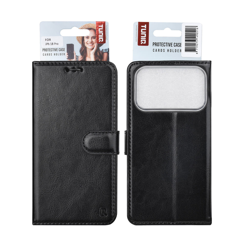 TUNIQ iPhone 18 Pro Bookcase van PU en TPU - Zwart
