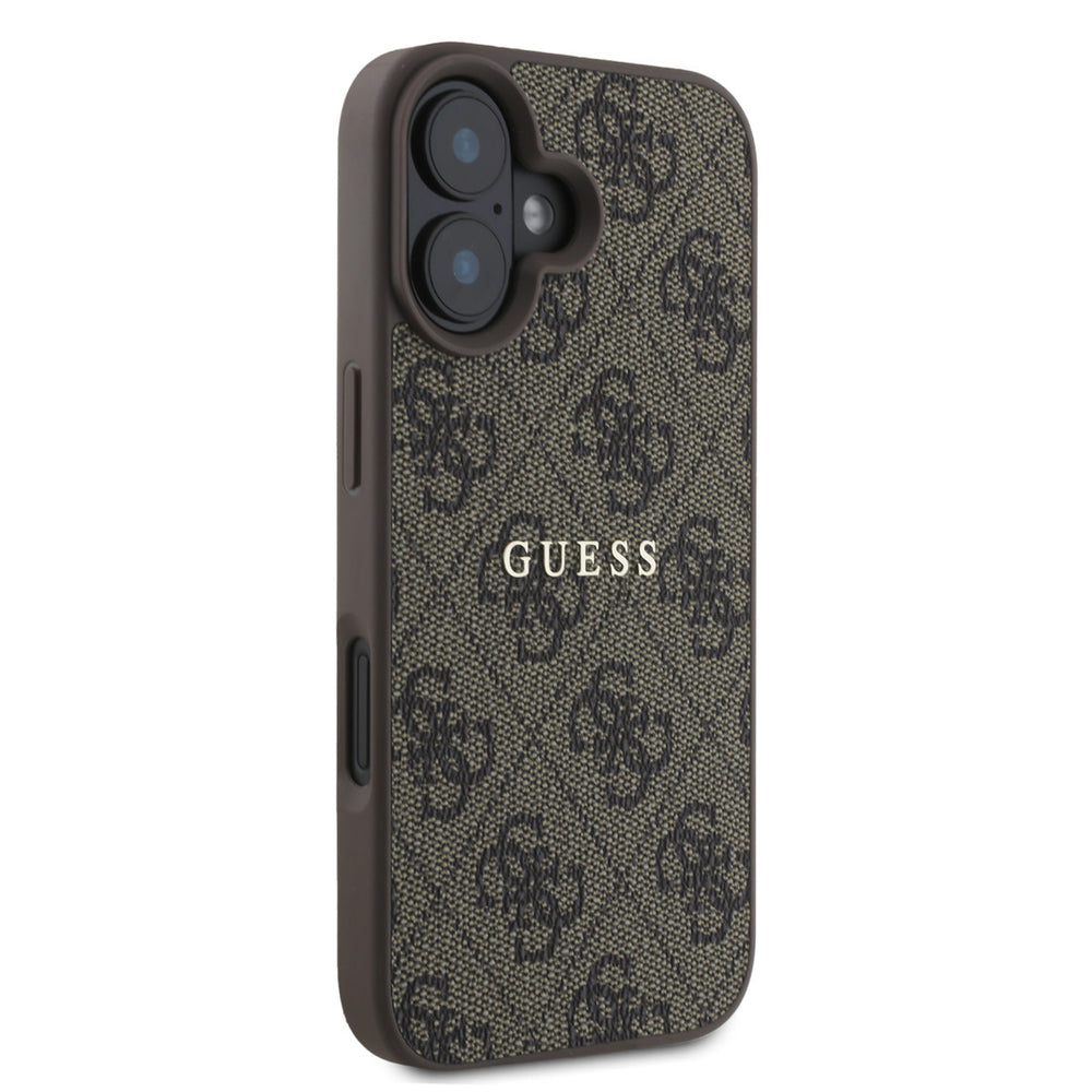 Guess iPhone 16 Plus Backcover hoesje - HC Magsafe PU 4G Classic Metal logo - Bruin