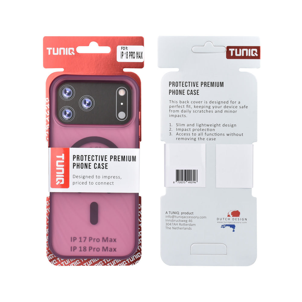 TUNIQ iPhone 18 Pro Max MagSafe Hoesje met patroon en Skin Touch - Bordeaux