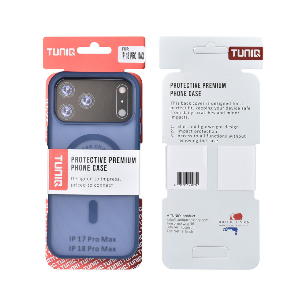 TUNIQ iPhone 18 Pro Max MagSafe Hoesje met patroon en Skin Touch - Donkerblauw