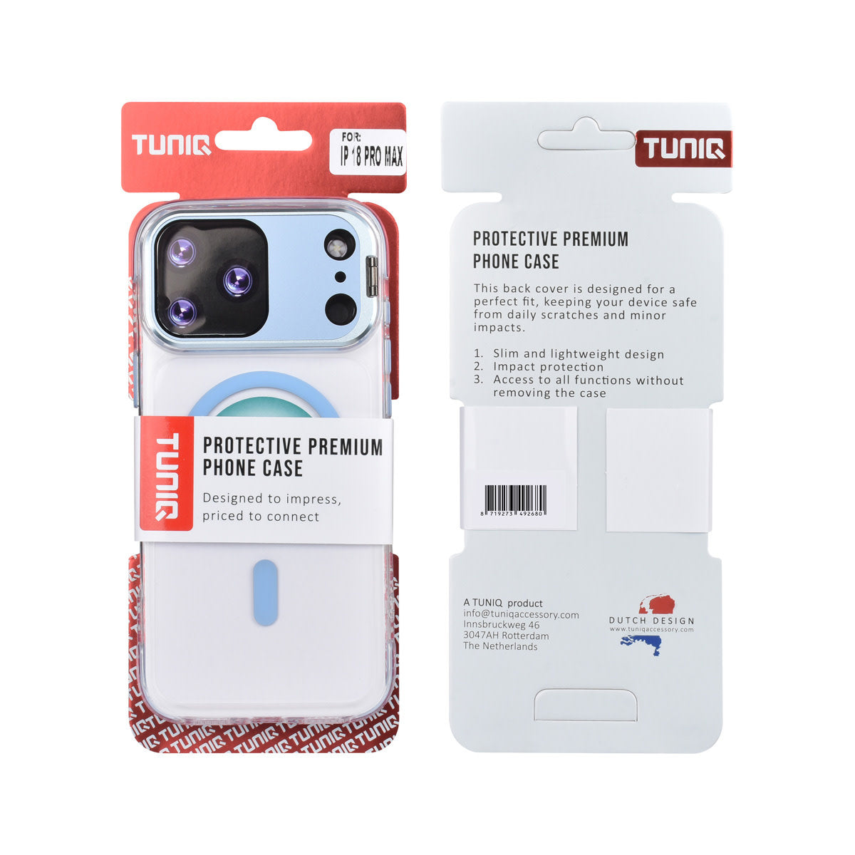 TUNIQ iPhone 18 Pro Max MagSafe Hoesje met camerastandaard - Lichtblauw