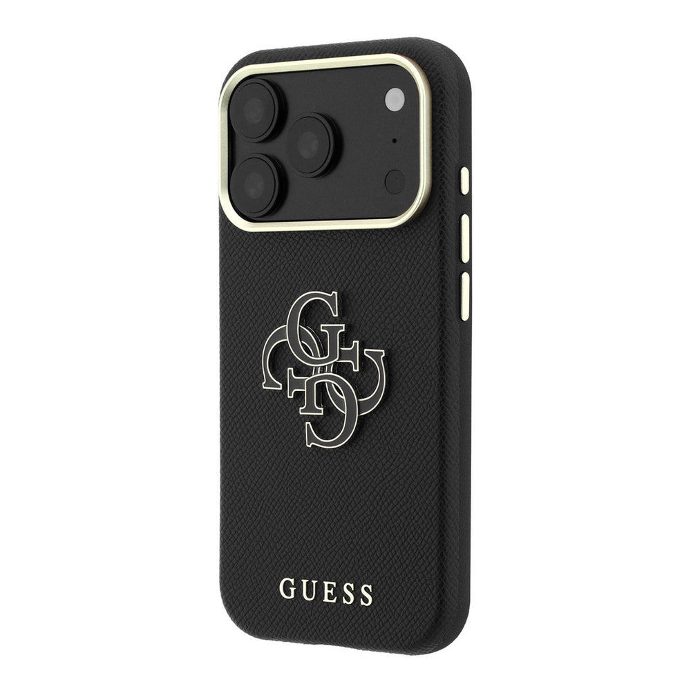 Zwart Guess telefoonhoesje met groot 4G-logo, vanaf de andere zijkant