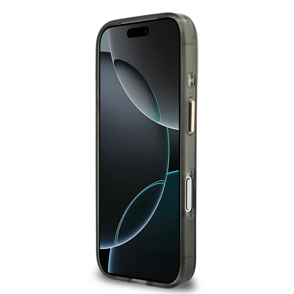 Zwart Guess telefoonhoesje, van voren op een telefoon