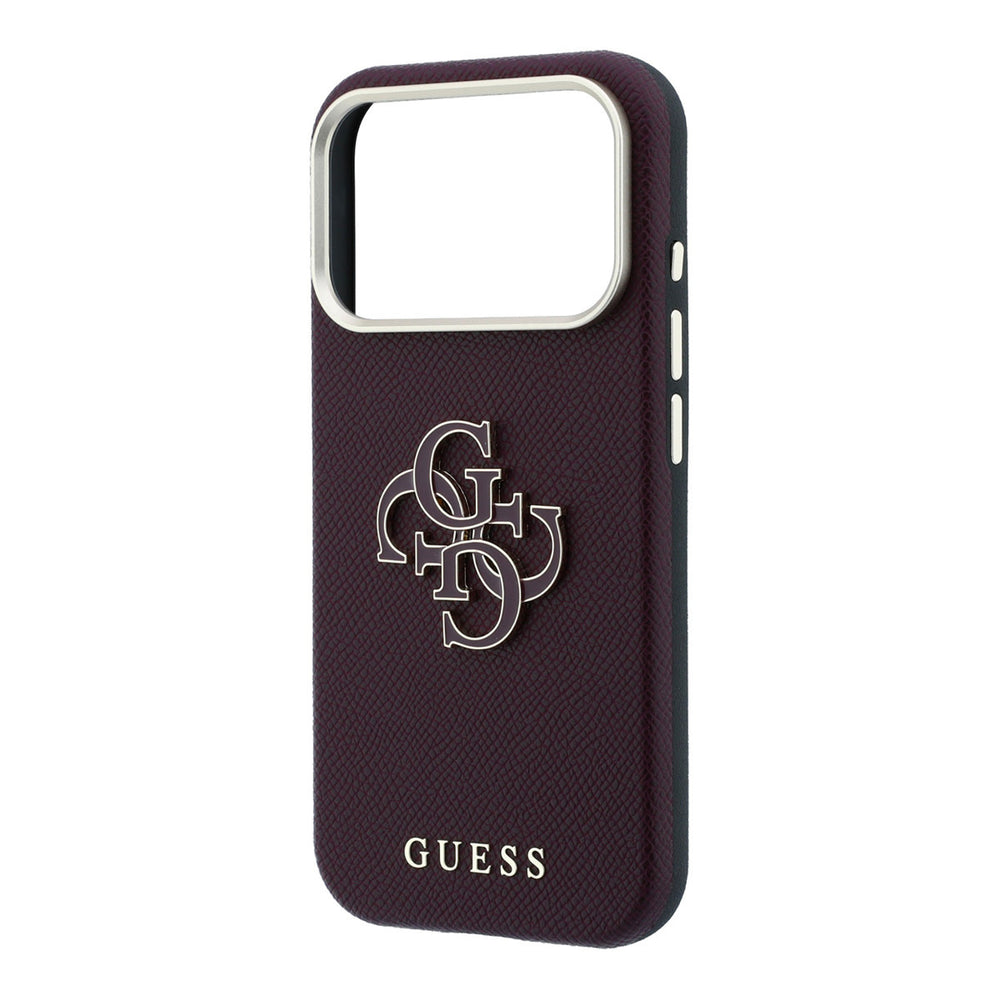 Leeg bordeauxkleurig Guess telefoonhoesje met groot 4G-logo met camera-uitsparing