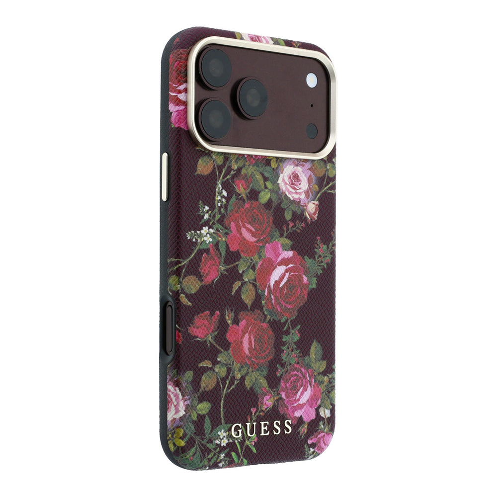Zwart Guess telefoonhoesje met rozenprint, vanaf de andere zijkant