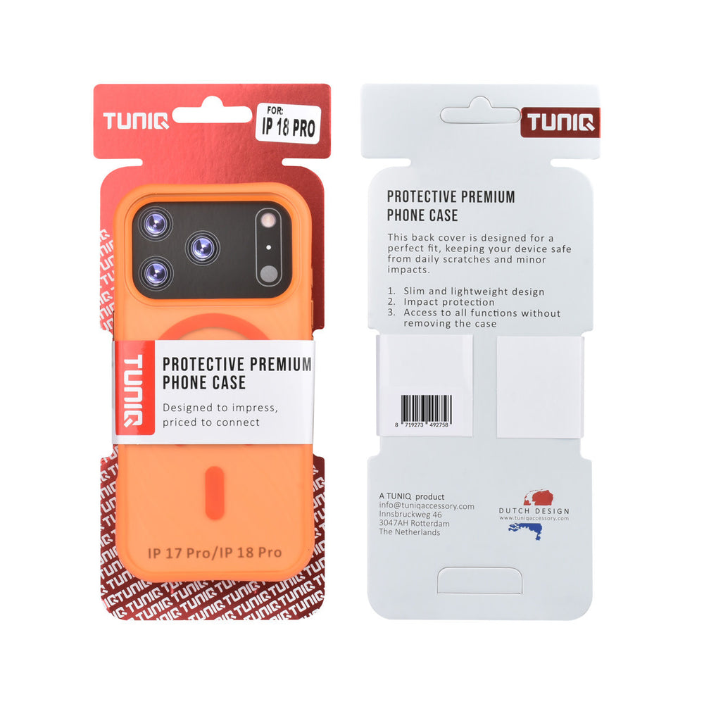 TUNIQ iPhone 18 Pro MagSafe Hoesje met patroon en Skin Touch - Oranje