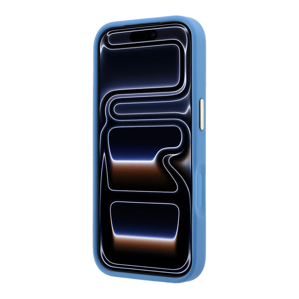 Blauw Guess telefoonhoesje met 4G-patroon met ingeklapte ringstandaard, van achteren