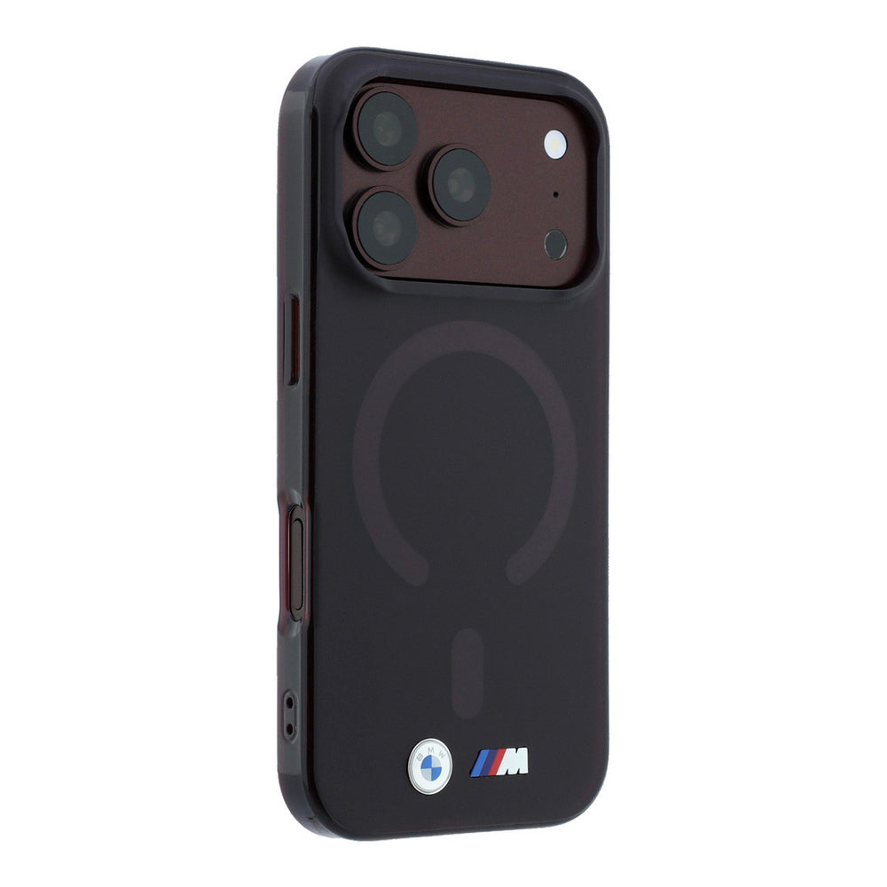 Zwart BMW telefoonhoesje met ringmarkering en M-logo, vanaf de andere zijkant