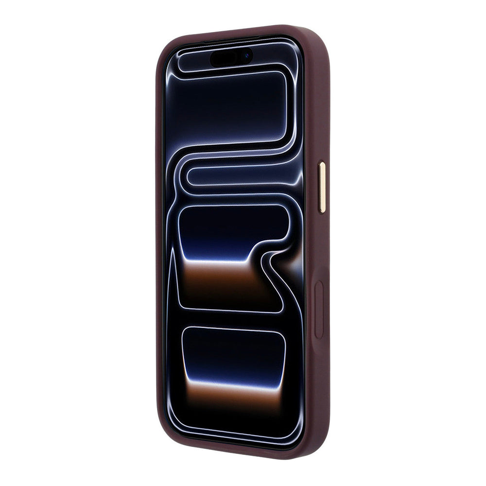Bordeauxkleurig Guess telefoonhoesje van voren op een telefoon
