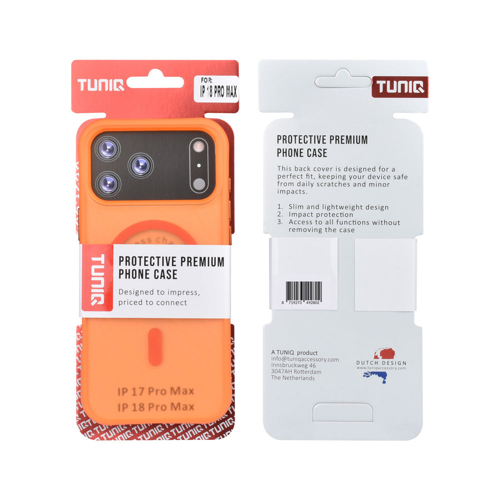 TUNIQ iPhone 18 Pro Max MagSafe Hoesje met patroon en Skin Touch - Oranje