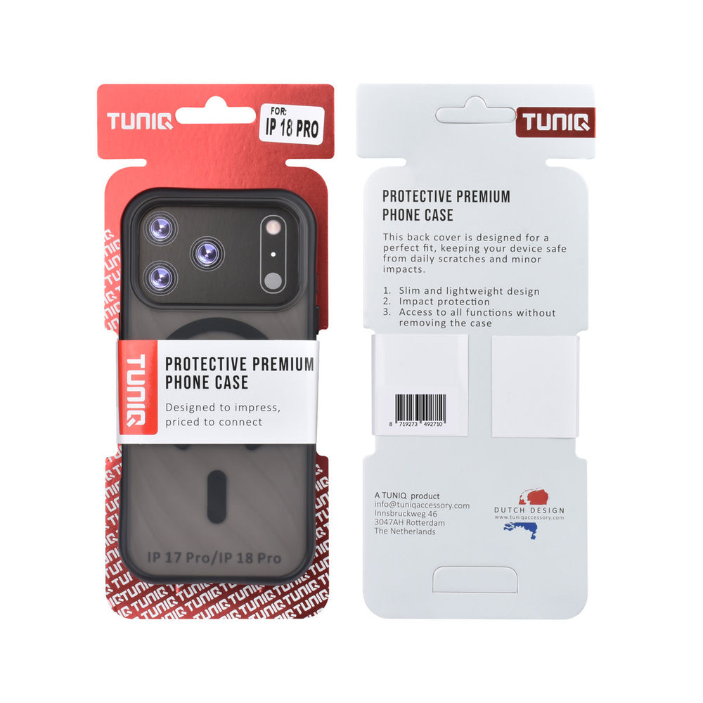 TUNIQ iPhone 18 Pro MagSafe Hoesje met patroon en Skin Touch - Zwart