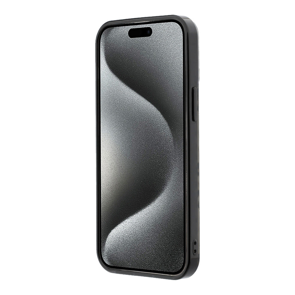 Bruin Guess telefoonhoesje, van voren op een telefoon