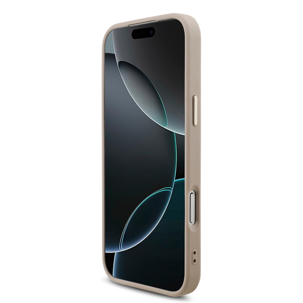 Lichtgekleurd Guess telefoonhoesje, van voren op een telefoon