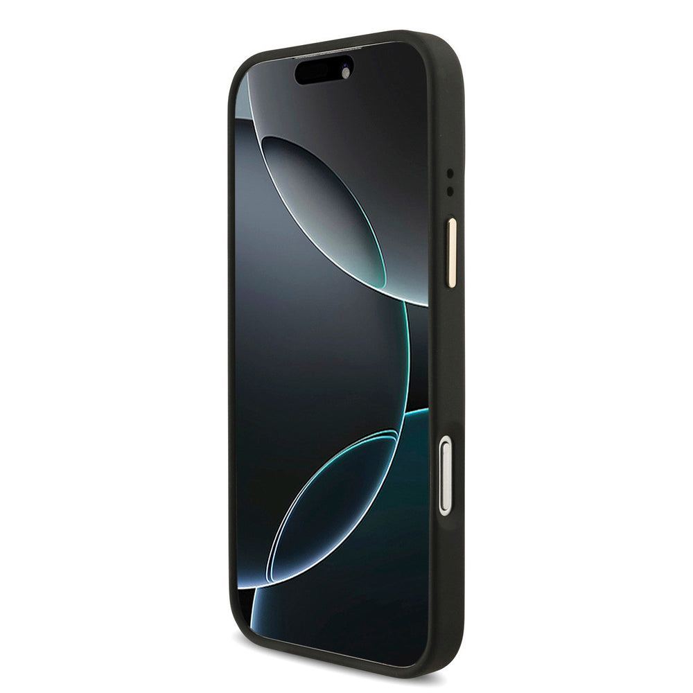 Zwart Guess telefoonhoesje, van voren op een telefoon