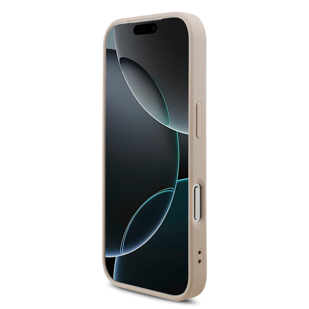 Lichtgekleurd Guess telefoonhoesje, van voren op een telefoon