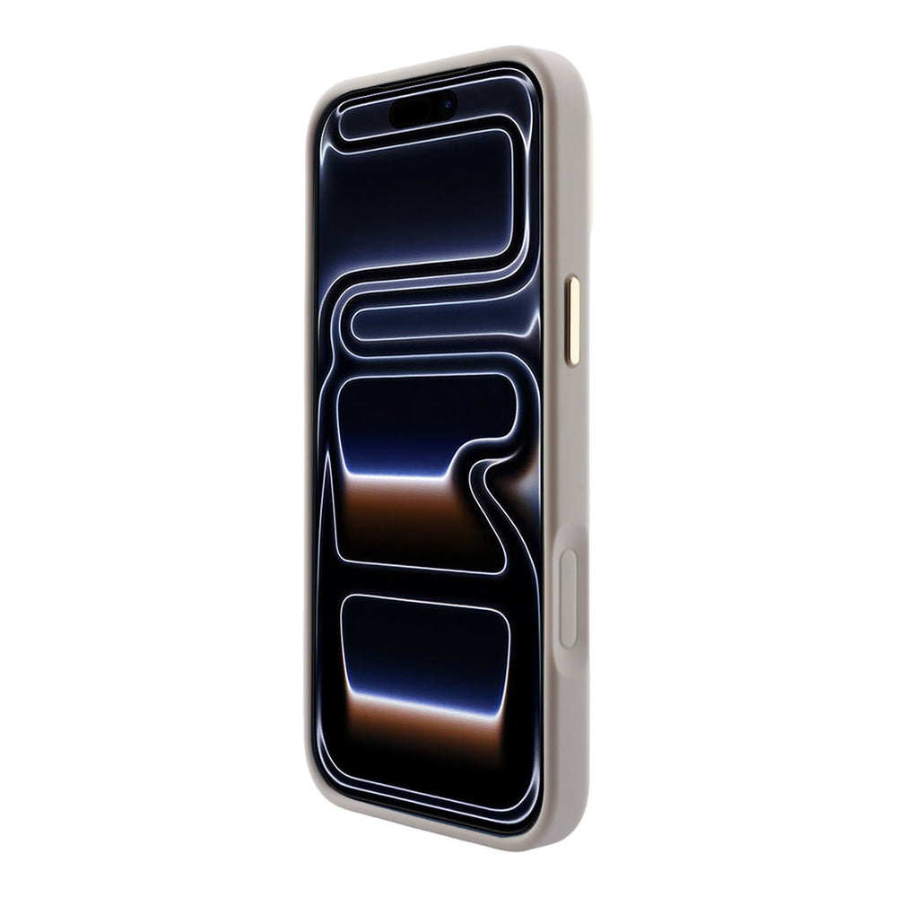 Lichtgekleurd Guess telefoonhoesje, van voren op een telefoon