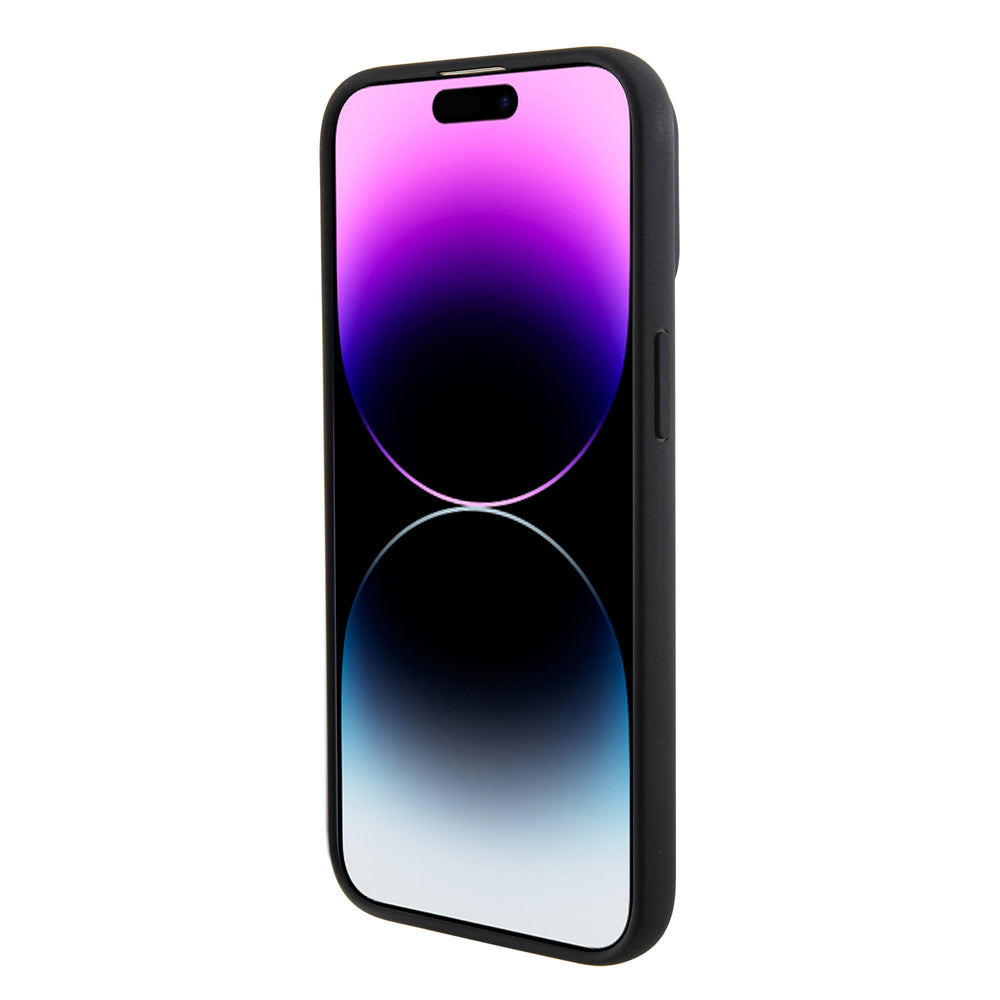 Zwart BMW M telefoonhoesje, van voren op een telefoon