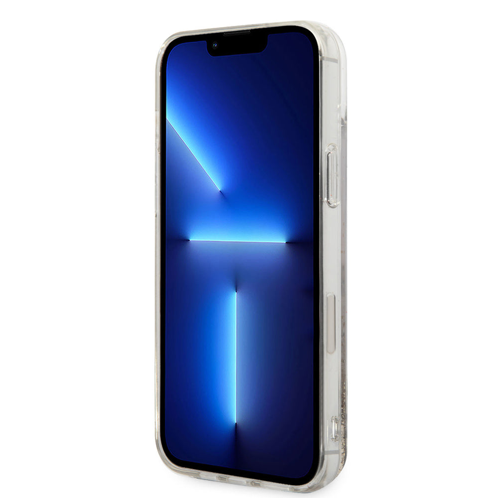 Transparant Karl Lagerfeld telefoonhoesje, van voren op een telefoon