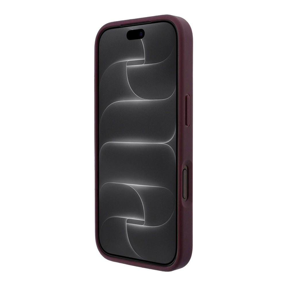 Bordeauxkleurig Guess telefoonhoesje van voren op een telefoon