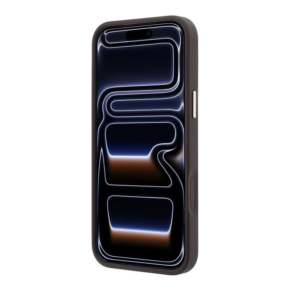 Bruin Guess telefoonhoesje van voren op een telefoon