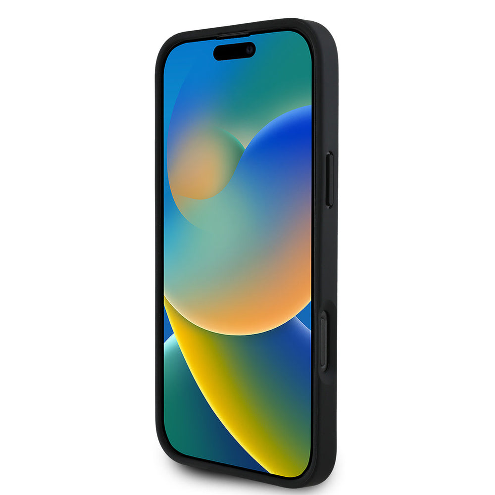 Zwart Guess telefoonhoesje, van voren op een telefoon