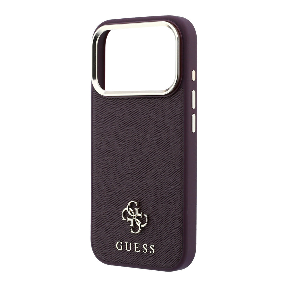 Leeg bordeauxkleurig Guess telefoonhoesje met klein 4G-logo met camera-uitsparing
