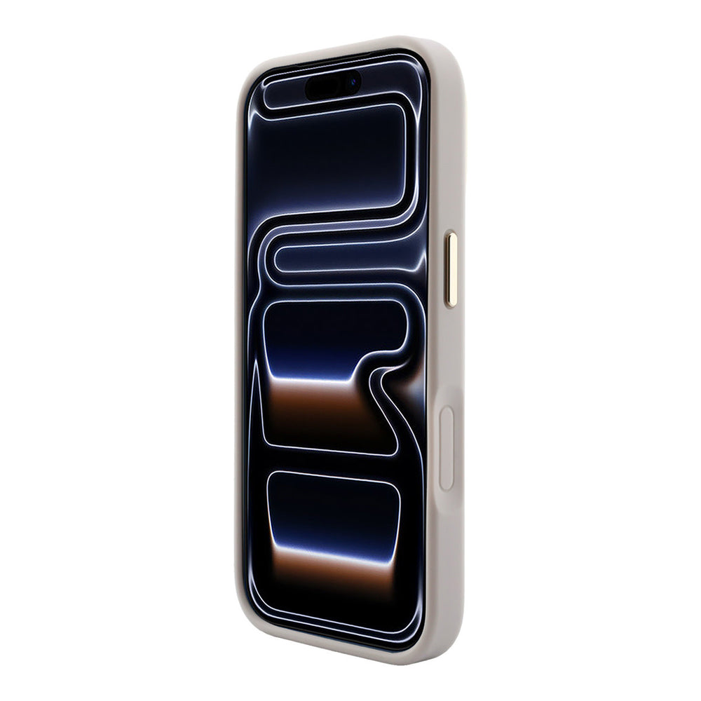 Lichtgekleurd Guess telefoonhoesje, van voren op een telefoon