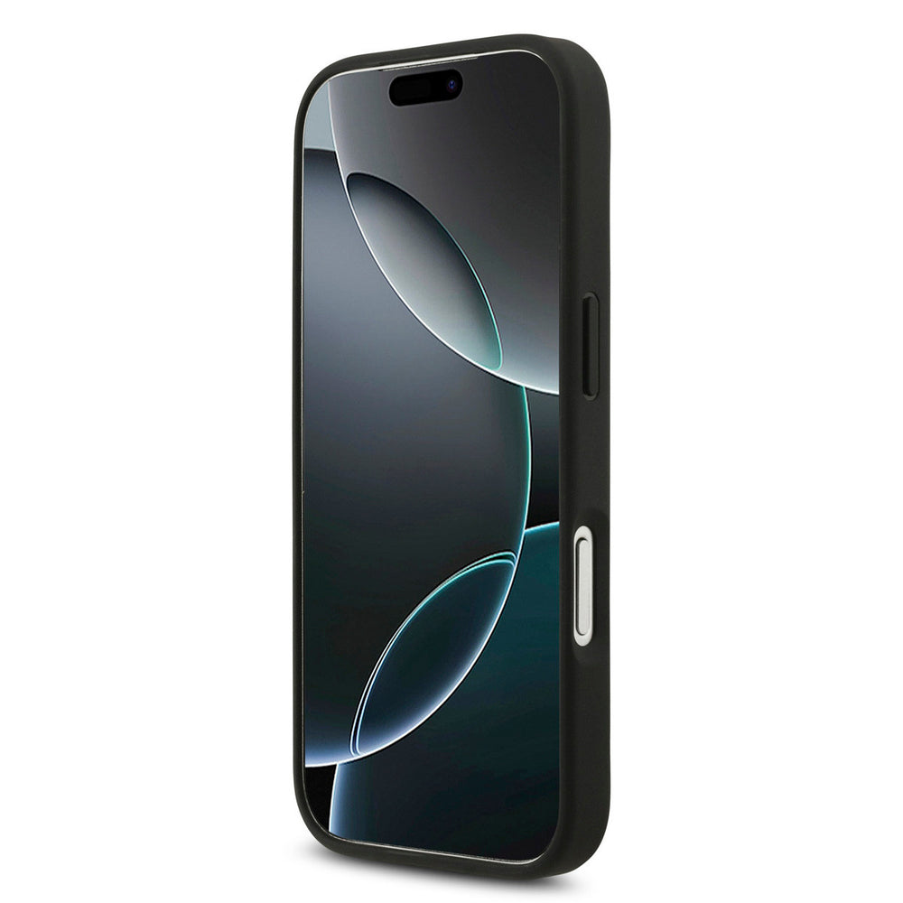 Zwart Guess telefoonhoesje, van voren op een telefoon